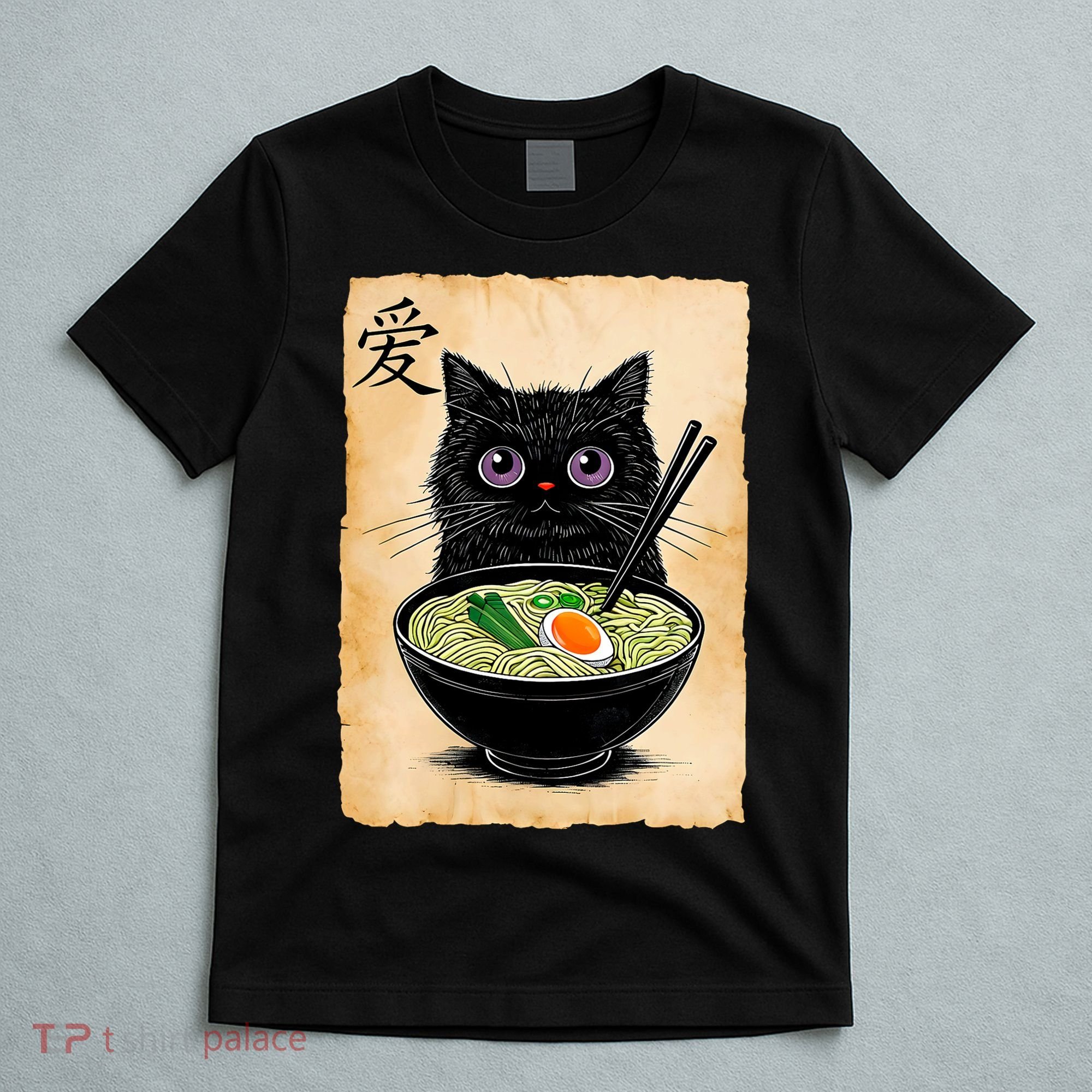 Cat Ramen Graphic Funny Japanese Kawaii Anime Cat  T-Shirt