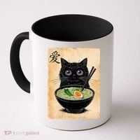 Cat Ramen Graphic Funny Japanese Kawaii Anime Cat  Coffee Mug thumb 0
