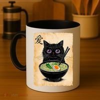 Cat Ramen Graphic Funny Japanese Kawaii Anime Cat  Coffee Mug thumb 4