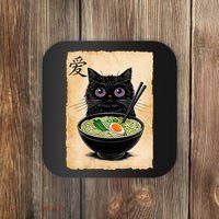 Cat Ramen Graphic Funny Japanese Kawaii Anime Cat  Coaster thumb 0