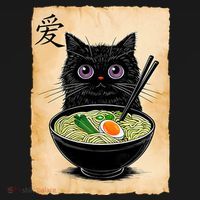 Cat Ramen Graphic Funny Japanese Kawaii Anime Cat  Women's Hoodie thumb 2
