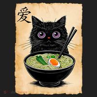 Cat Ramen Graphic Funny Japanese Kawaii Anime Cat  Hat thumb 2