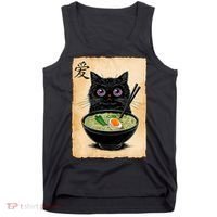 Cat Ramen Graphic Funny Japanese Kawaii Anime Cat  Tank Top thumb 0