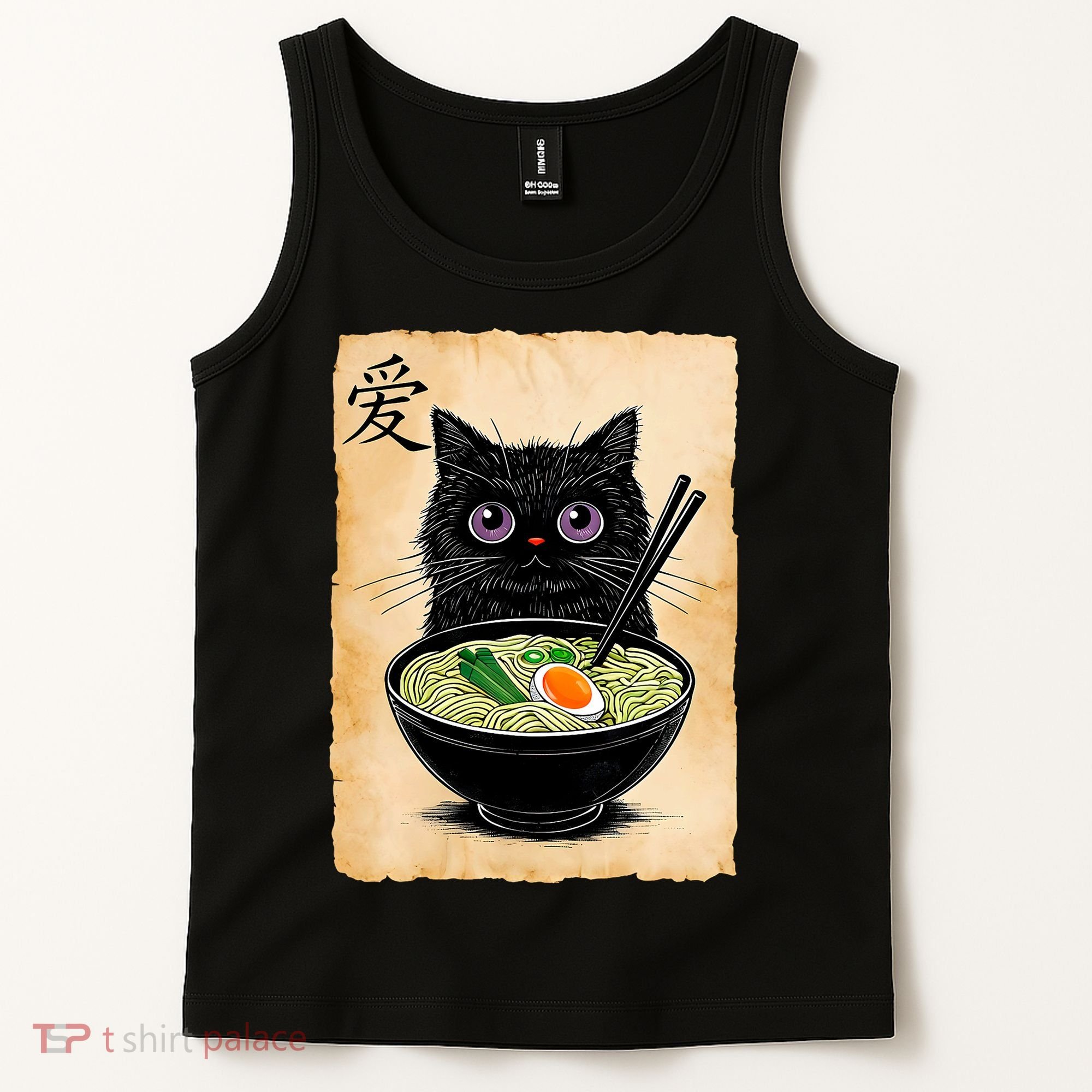 Cat Ramen Graphic Funny Japanese Kawaii Anime Cat  Tank Top