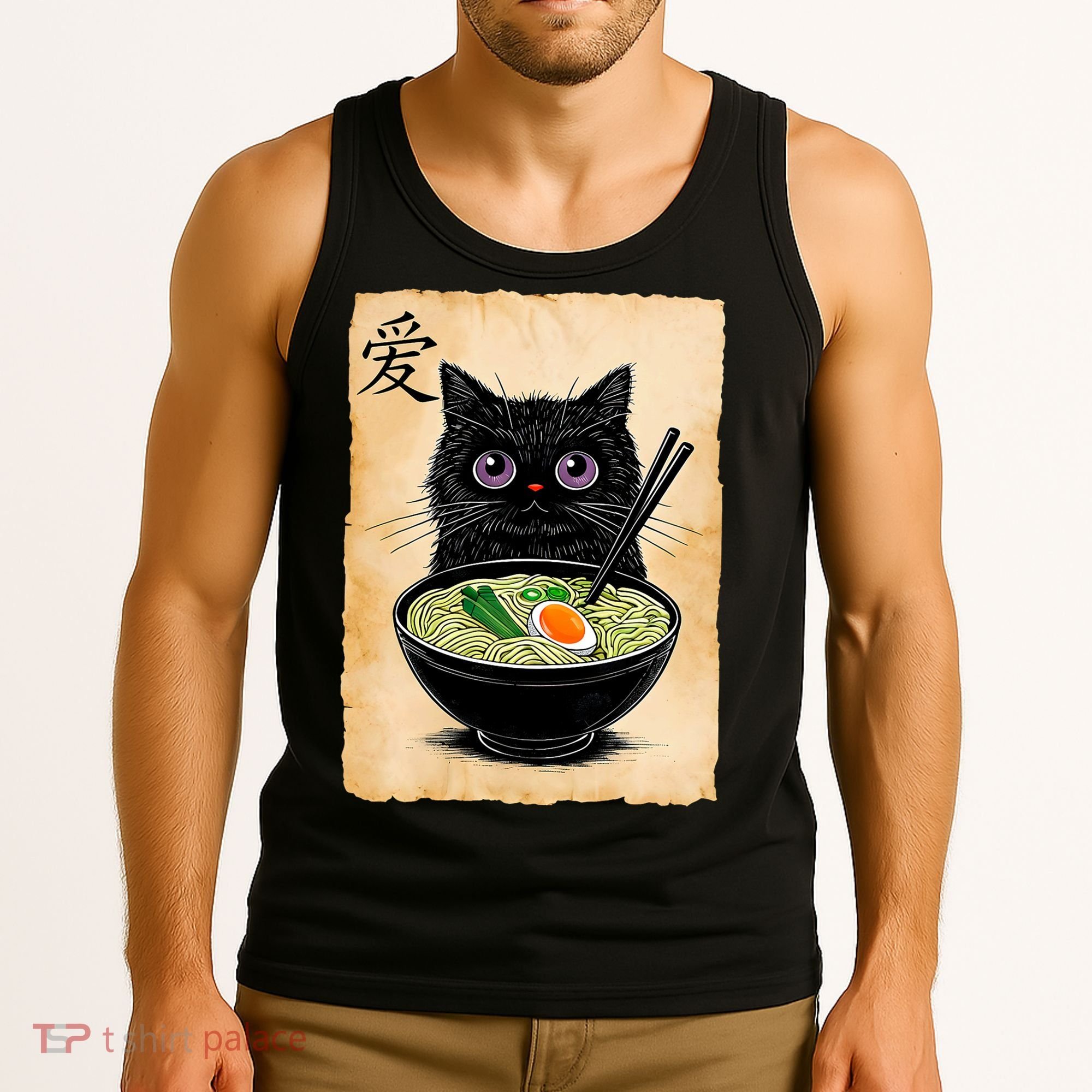 Cat Ramen Graphic Funny Japanese Kawaii Anime Cat  Tank Top