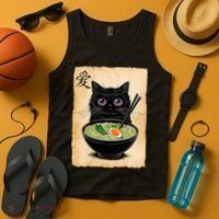 Cat Ramen Graphic Funny Japanese Kawaii Anime Cat  Tank Top thumb 4