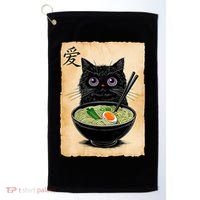 Cat Ramen Graphic Funny Japanese Kawaii Anime Cat  Golf Towel thumb 0
