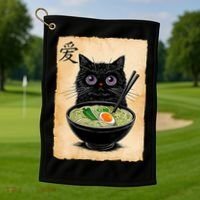 Cat Ramen Graphic Funny Japanese Kawaii Anime Cat  Golf Towel thumb 1