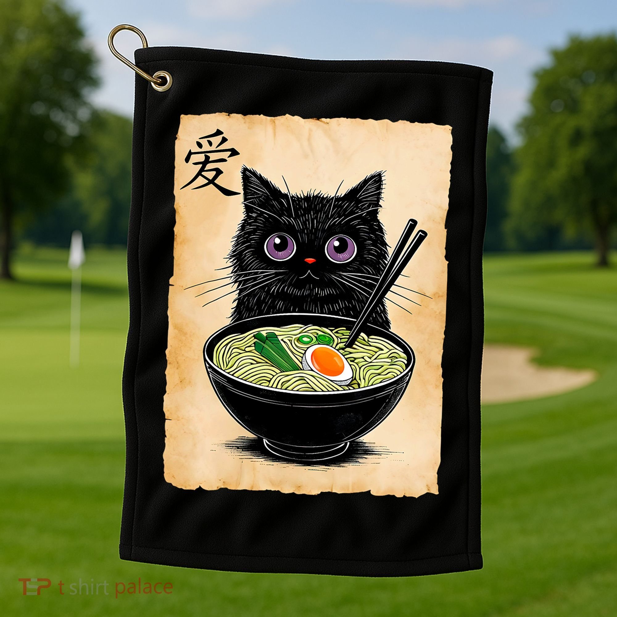 Cat Ramen Graphic Funny Japanese Kawaii Anime Cat  Golf Towel