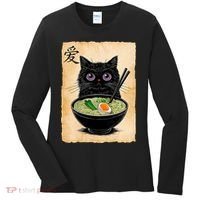 Cat Ramen Graphic Funny Japanese Kawaii Anime Cat  Women's Long Sleeve Shirt thumb 0