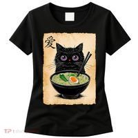 Cat Ramen Graphic Funny Japanese Kawaii Anime Cat  Women's T-Shirt thumb 0