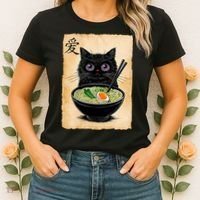 Cat Ramen Graphic Funny Japanese Kawaii Anime Cat  Women's T-Shirt thumb 2