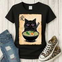 Cat Ramen Graphic Funny Japanese Kawaii Anime Cat  Women's T-Shirt thumb 3
