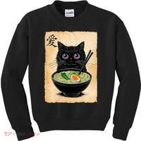 Cat Ramen Graphic Funny Japanese Kawaii Anime Cat  Kids Sweatshirt thumb 0