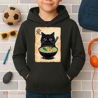Cat Ramen Graphic Funny Japanese Kawaii Anime Cat  Kids Hoodie thumb 2