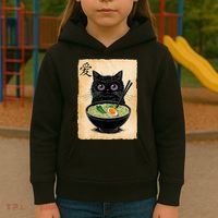 Cat Ramen Graphic Funny Japanese Kawaii Anime Cat  Kids Hoodie thumb 3