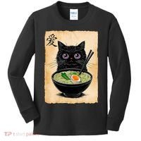 Cat Ramen Graphic Funny Japanese Kawaii Anime Cat  Kids Long Sleeve Shirt thumb 0