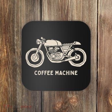 Cafe Racer Hand Drawn Motorcycle Design Coaster