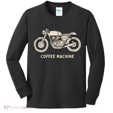 Cafe Racer Hand Drawn Motorcycle Design Kids Long Sleeve Shirt