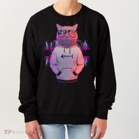 Cool Retro Hipster Hip Hop Music Cat Women's Sweatshirt thumb 0