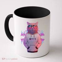 Cool Retro Hipster Hip Hop Music Cat Coffee Mug thumb 0