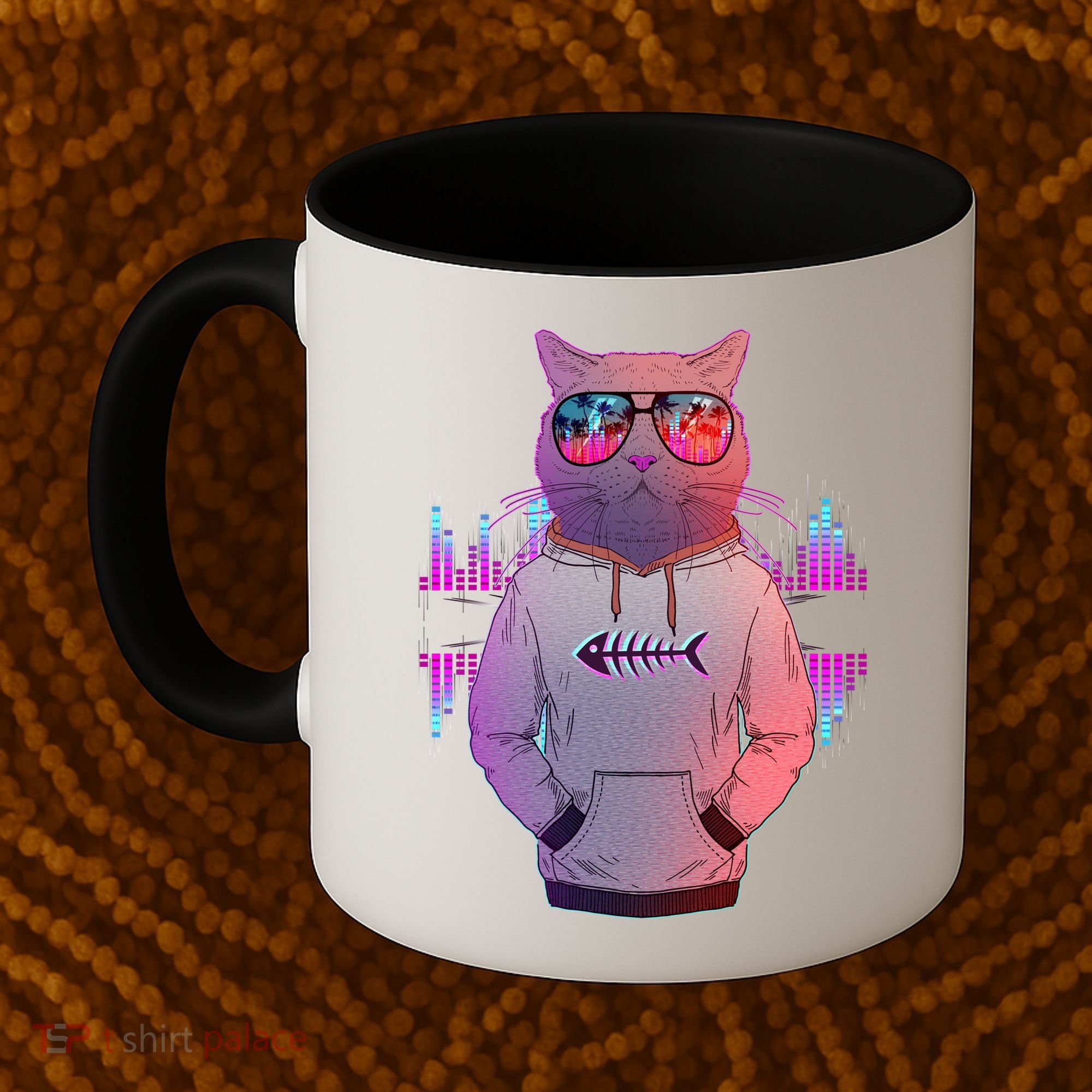 Cool Retro Hipster Hip Hop Music Cat Coffee Mug