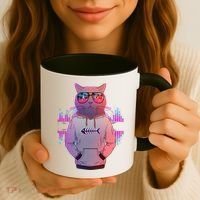 Cool Retro Hipster Hip Hop Music Cat Coffee Mug thumb 3