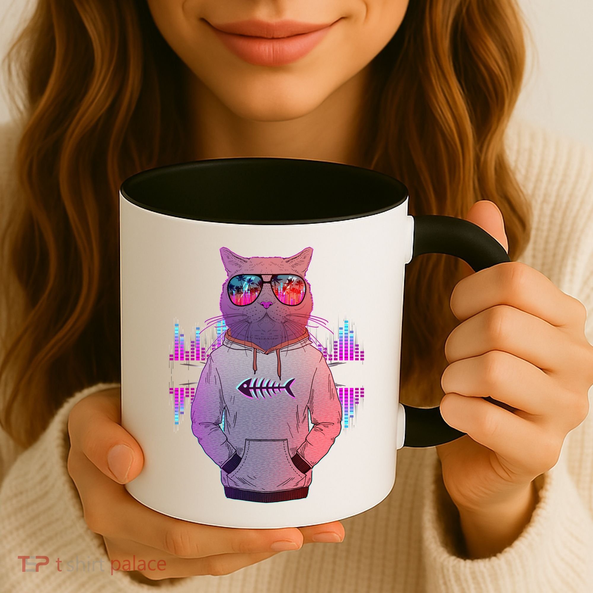 Cool Retro Hipster Hip Hop Music Cat Coffee Mug