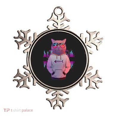 Cool Retro Hipster Hip Hop Music Cat Ornament