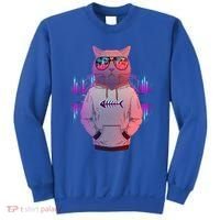 Cool Retro Hipster Hip Hop Music Cat Sweatshirt thumb 0