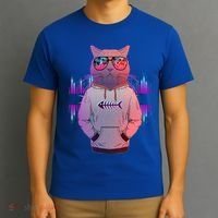 Cool Retro Hipster Hip Hop Music Cat T-Shirt thumb 3