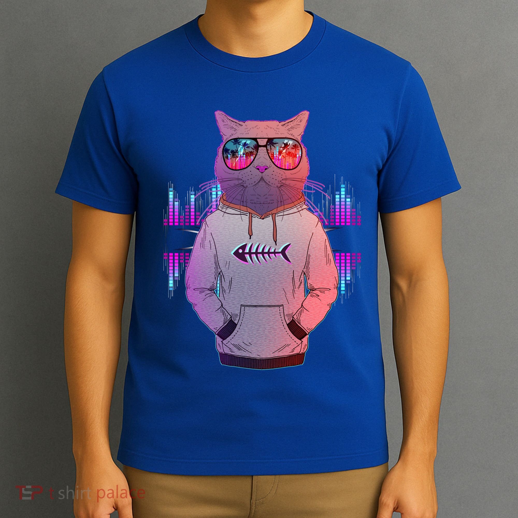 Cool Retro Hipster Hip Hop Music Cat T-Shirt