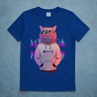 Cool Retro Hipster Hip Hop Music Cat T-Shirt thumb 5
