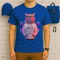Cool Retro Hipster Hip Hop Music Cat T-Shirt thumb 6