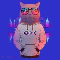 Cool Retro Hipster Hip Hop Music Cat T-Shirt thumb 7