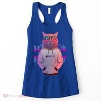 Cool Retro Hipster Hip Hop Music Cat Women's Tank Top thumb 0
