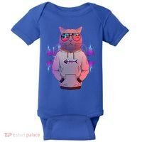 Cool Retro Hipster Hip Hop Music Cat Baby Bodysuit thumb 0
