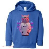 Cool Retro Hipster Hip Hop Music Cat Toddler Hoodie thumb 0
