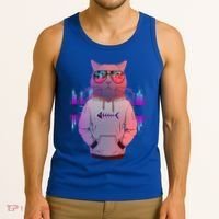 Cool Retro Hipster Hip Hop Music Cat Tank Top thumb 3