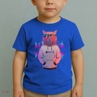 Cool Retro Hipster Hip Hop Music Cat Toddler T-Shirt thumb 2