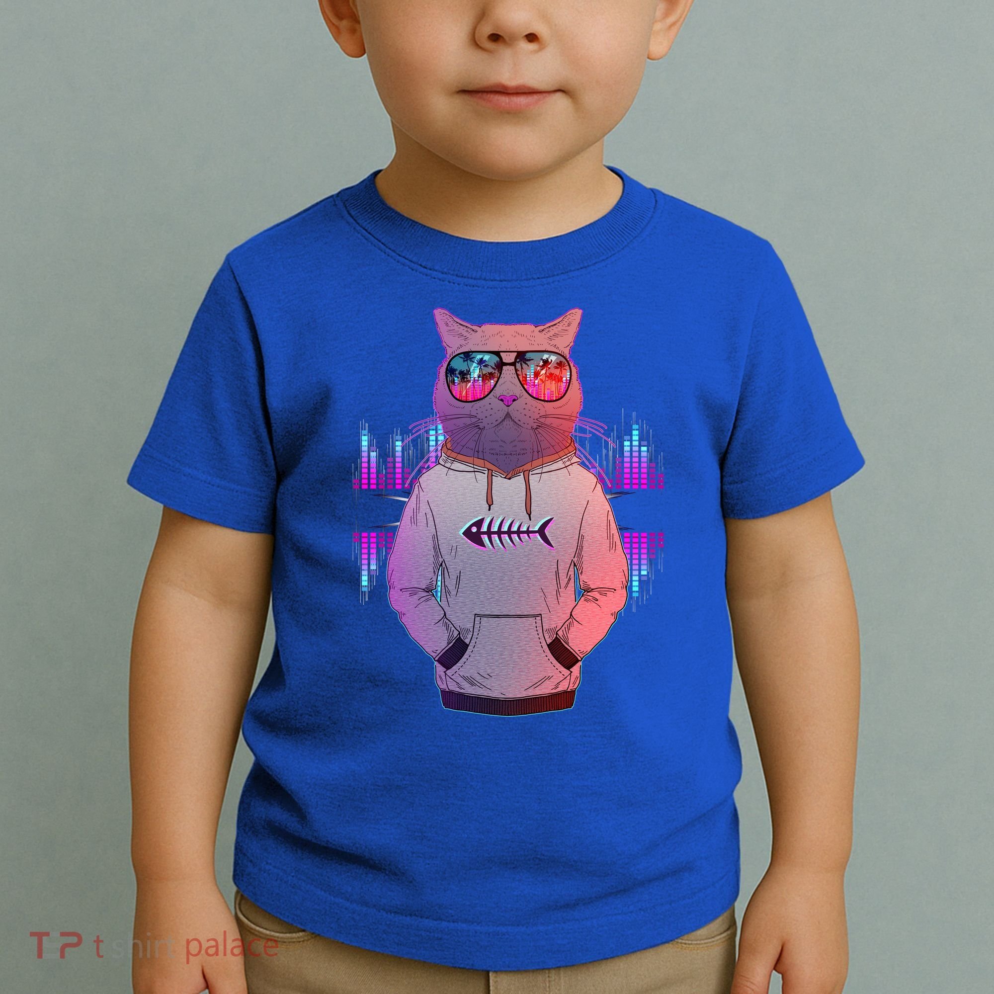 Cool Retro Hipster Hip Hop Music Cat Toddler T-Shirt