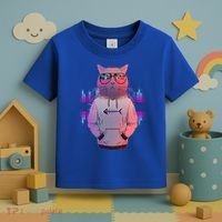 Cool Retro Hipster Hip Hop Music Cat Toddler T-Shirt thumb 3