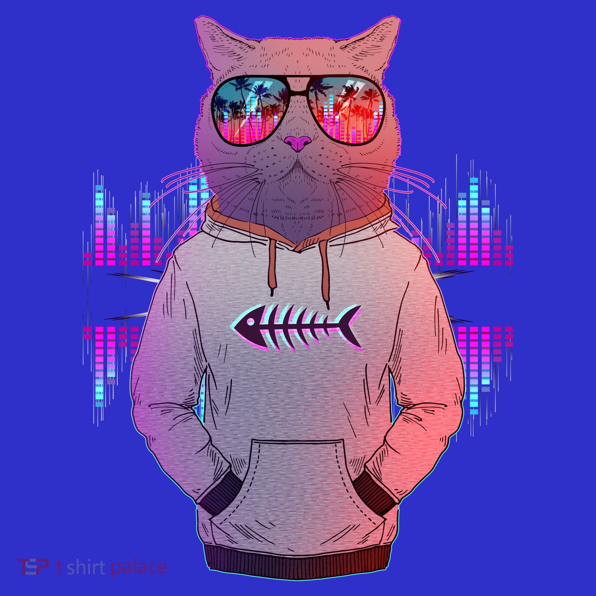 Cool Retro Hipster Hip Hop Music Cat Toddler T-Shirt