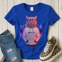 Cool Retro Hipster Hip Hop Music Cat Women's T-Shirt thumb 3