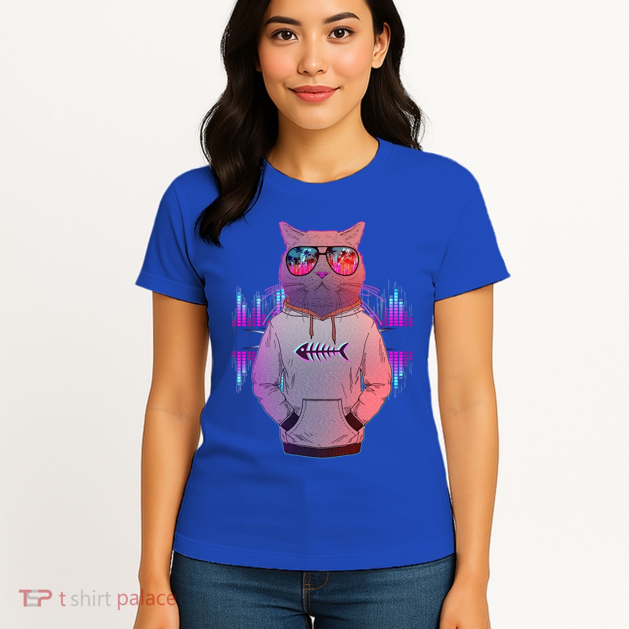 Cool Retro Hipster Hip Hop Music Cat Women's T-Shirt