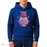 Cool Retro Hipster Hip Hop Music Cat Kids Hoodie thumb 4