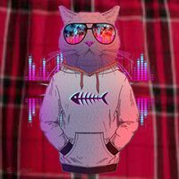 Cool Retro Hipster Hip Hop Music Cat Women's Flannel Plaid Pajama Pants thumb 2