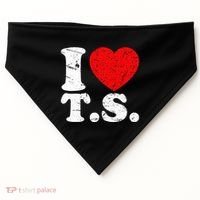 Cute Red Heart I Love T.S USA-Made Doggie Bandana thumb 0