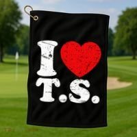 Cute Red Heart I Love T.S Golf Towel thumb 1