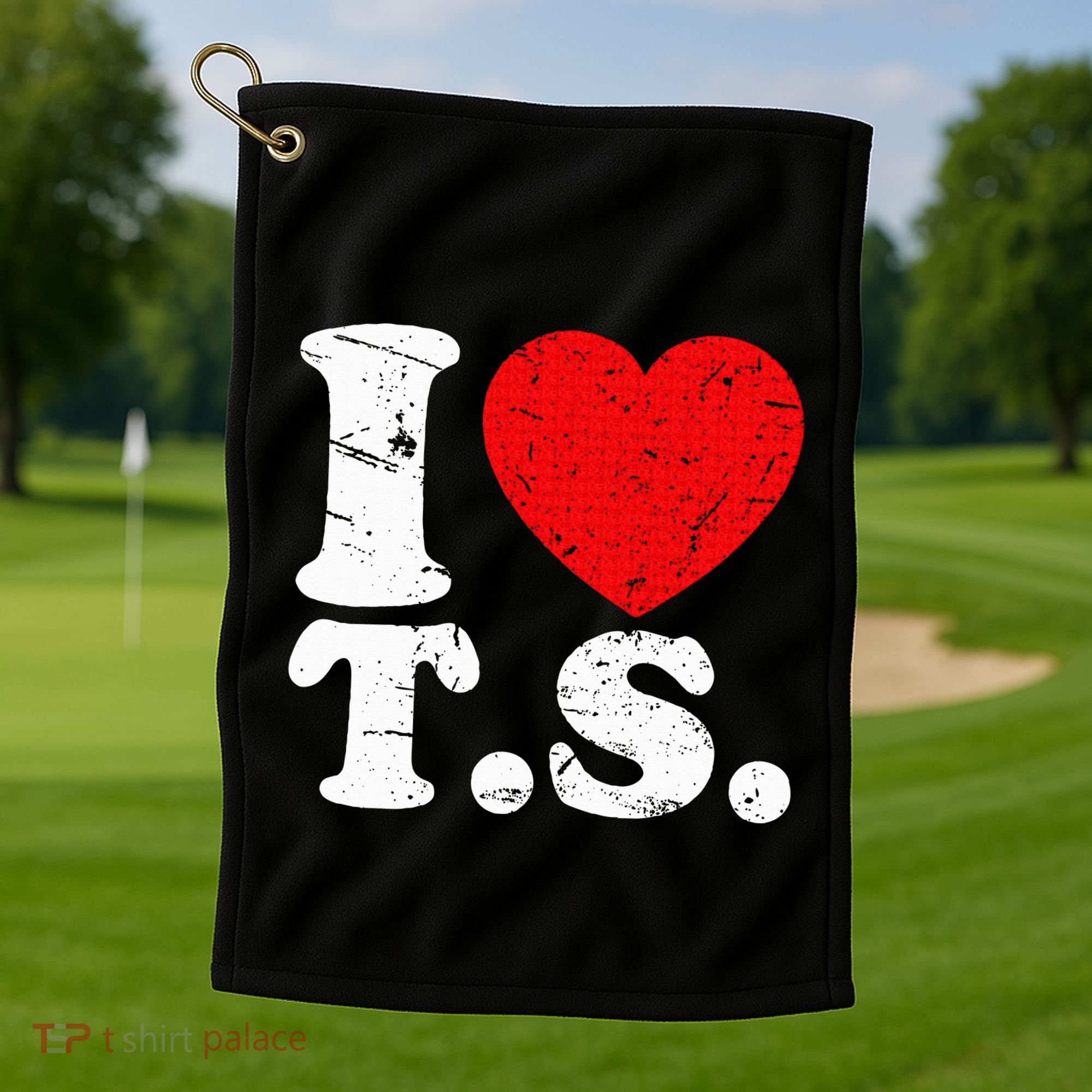 Cute Red Heart I Love T.S Golf Towel